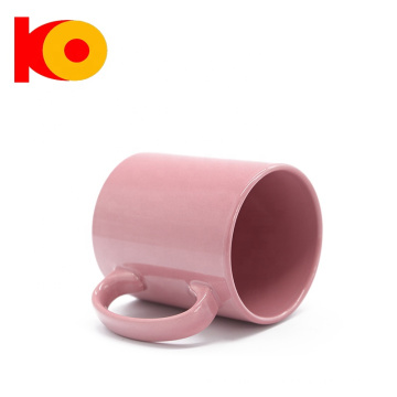 Tasse de thé en céramique de glaçure rose personnalisée avec poignée avec poignée